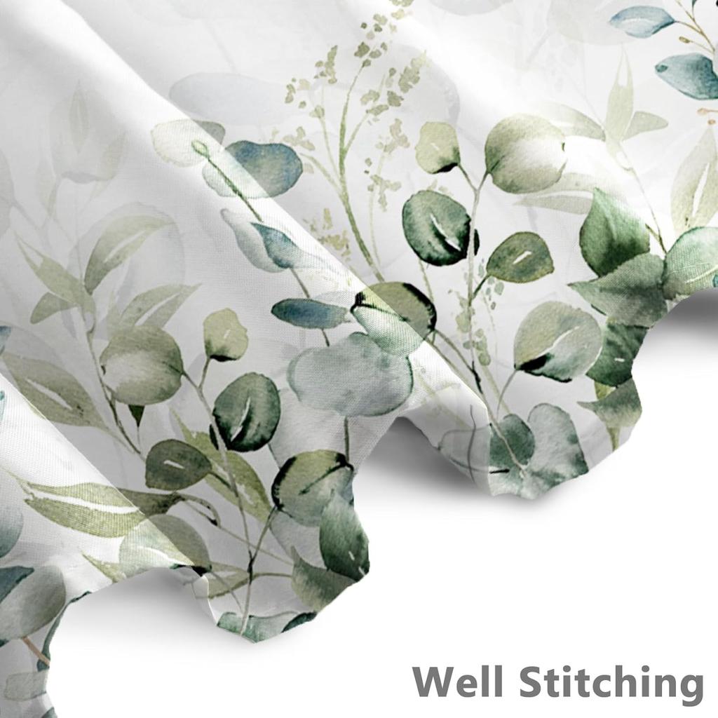 72x72 Inch Watercolor Eucalyptus Shower Curtain Green Leaves Sage Botanical Nature Scenery Decor with Hooks