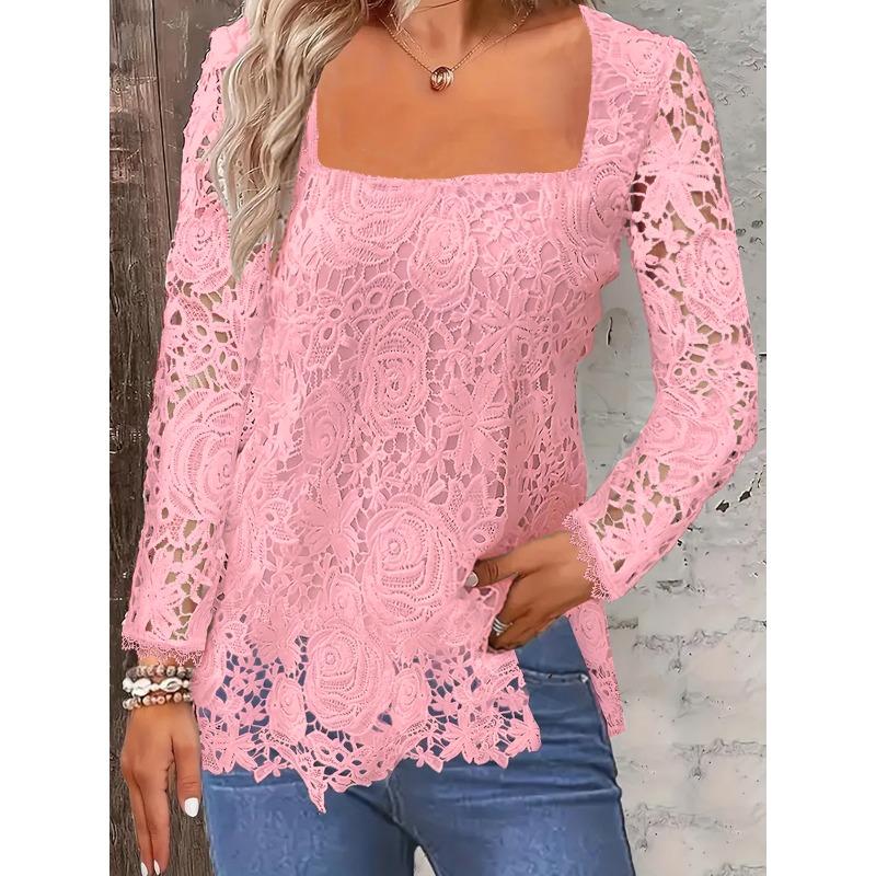 JPNTKY Women's Fashion Casual Solid Color Print Short Sleeve Square Collar Blouses & Shirts