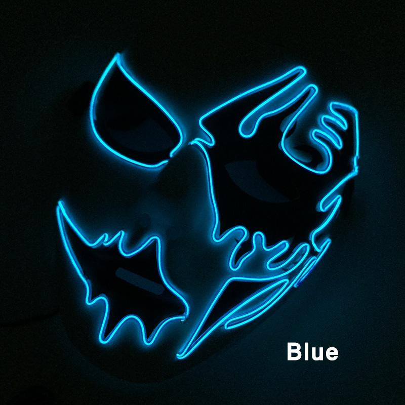 Led Light Up Scary Mask Shuffle Dance Cosplay Mask Glowing Purge Mask For Adult Dancer Halloween Party Show Props