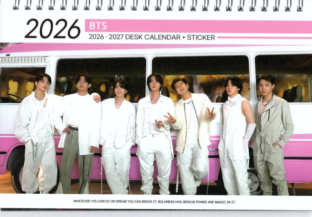 BTS 2026–2027 Desk Calendar + Stickers (2-Year K-POP Photo Calendar)