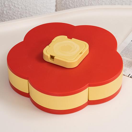 Single/Double Layer Rotating Snack Box with Lid 10 Compartment Divided Serving Tray Party Appetizers Smooth Swivel Lazy Susan Organizer