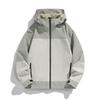 Spring and Autumn Jacket Hooded Men and Women Loose Casual and Versatile New Front Middle Zipper Solid Color Jacket Outdoor