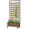 Wooden Trellis Planter Raised Garden Bed With Wheels To Climb And Grow Vegetables Herbs And Flowers Brown