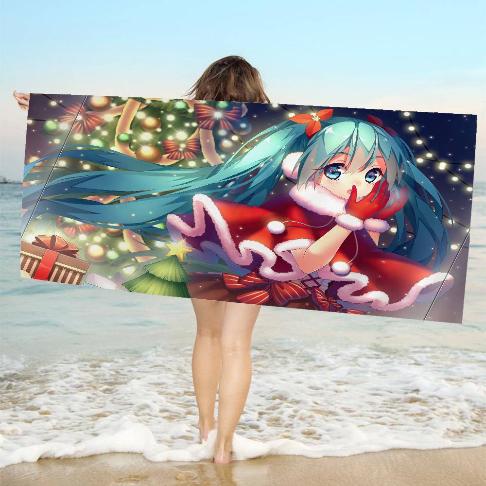 Popular H-Hatsune Singer M-Miku Cute Bath Towel Microfiber Soft Water Absorbing For Girl Kids Decorative Cartoon Beach Towel