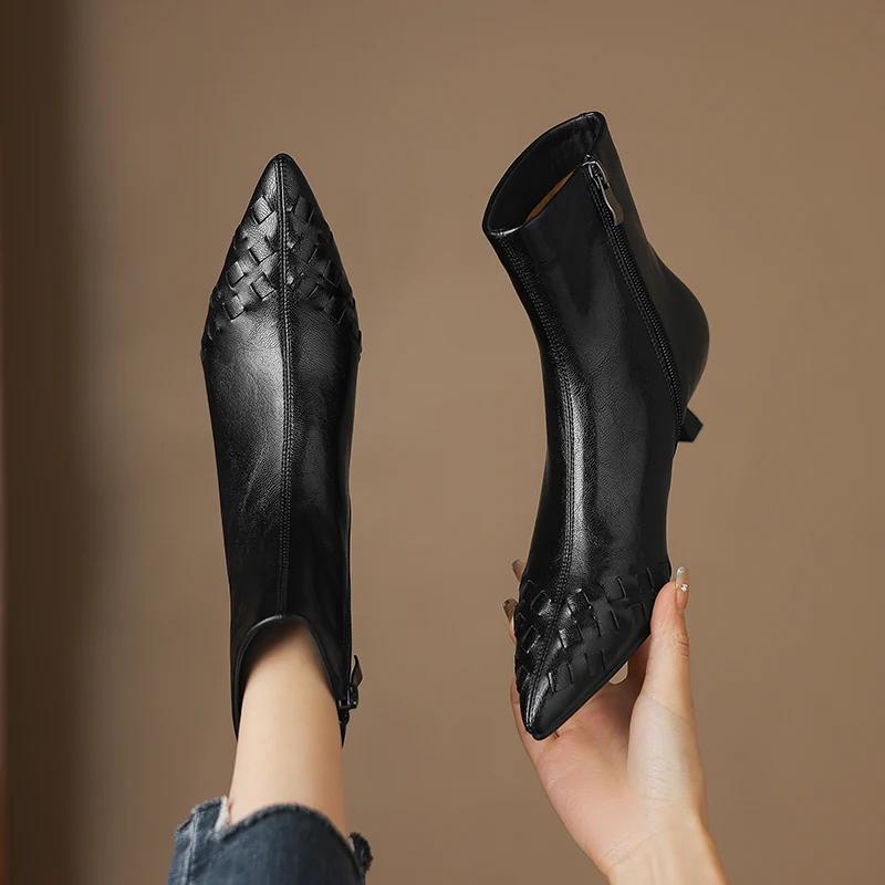 Fashion 2024 New Autumn Women Boot Short Boots Fashion Pointed Toe Ankle Boots Thin Heels High Heels Winter Modern Ladies Shoes