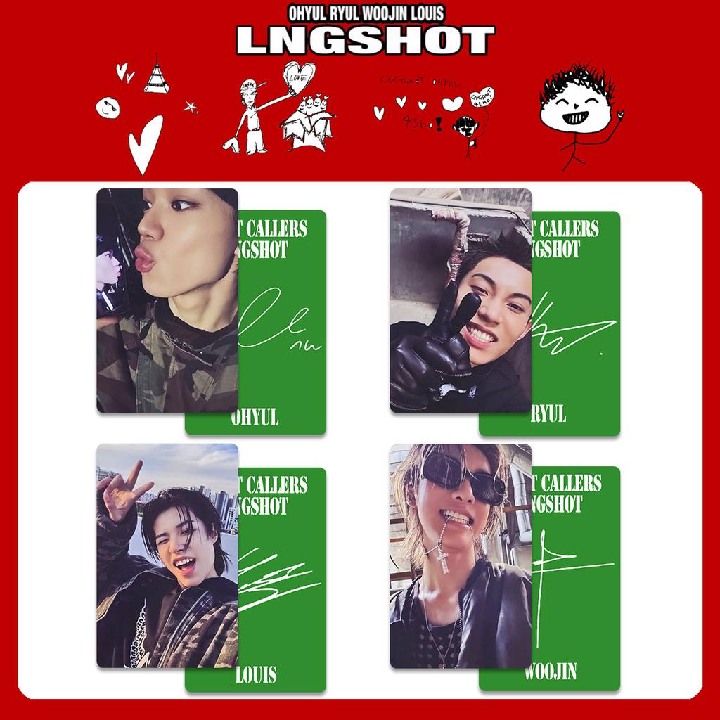 4Pcs LNGSHOT 1st Album SHOT CALLERS K4 Special Card POP-UP Store WVS Postcard RYUL WOOJIN LOUIS OHYUL Fans Bright Film Cards