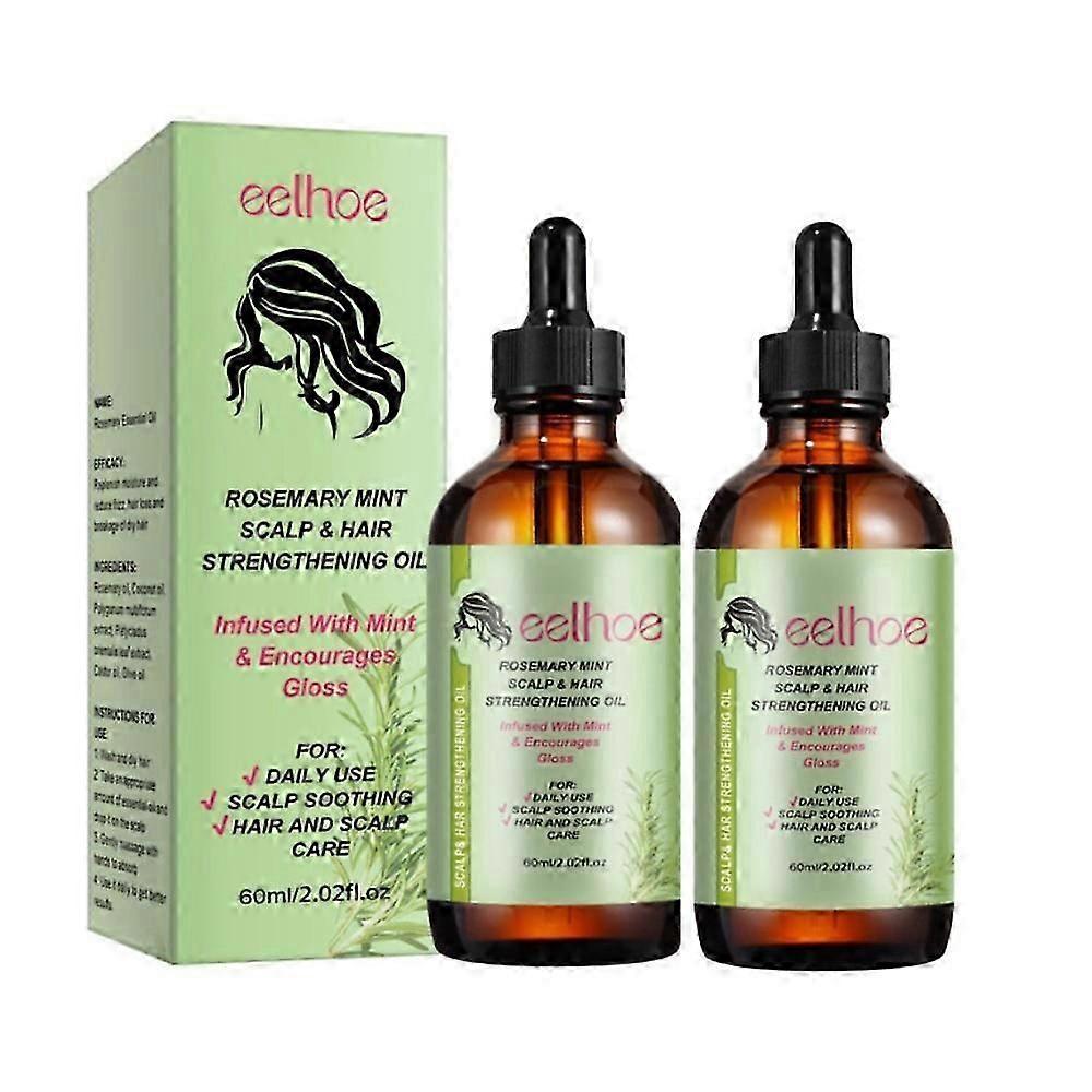 Suitable for 2pcs Organics Rosemary Mint Scalp & Hair Growth Strength Oil - 2.02oz / 60ml-jainc