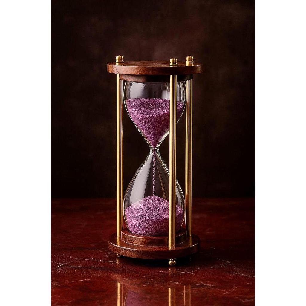 Wooden and Brass 5 Minutes Sand Timer Hour Glass Clock Home Decor Ideal for Exercise, Tea Making, Study Table Decor