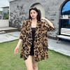 Summer Ladies Premium Retro Fashion Leopard Print Loose Short Sleeve Shirt Casual Blazer Coat Outerwear