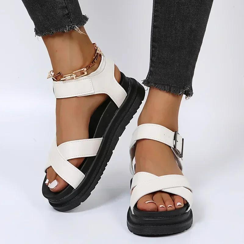 2025New Women Gladiator Sandals  Summer Platform Sandals Buckle Strap Casual Shoes  Plus Size  Europe