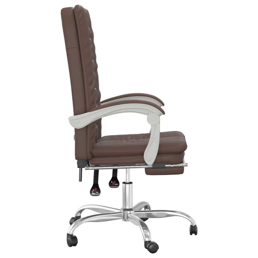 Vidaxl Foldable Office Chair, Brown, Faux Leather