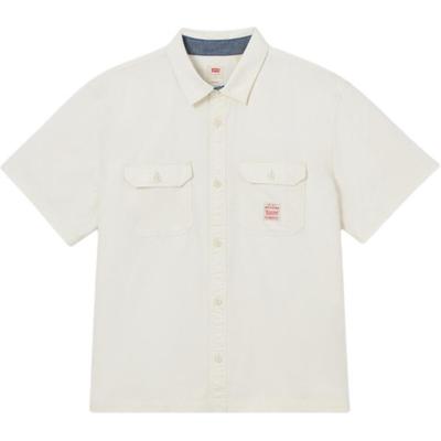 Levis Einfaches Bequemes Vielseitiges Lässiges Denim Kurzarmhemd Herrenhemden Weiß 001TA-0002