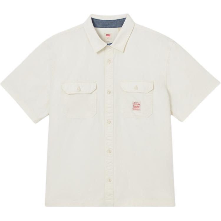 Levis Simple Comfortable Versatile Casual Denim Short Sleeve Shirt Men shirts White 001TA-0002