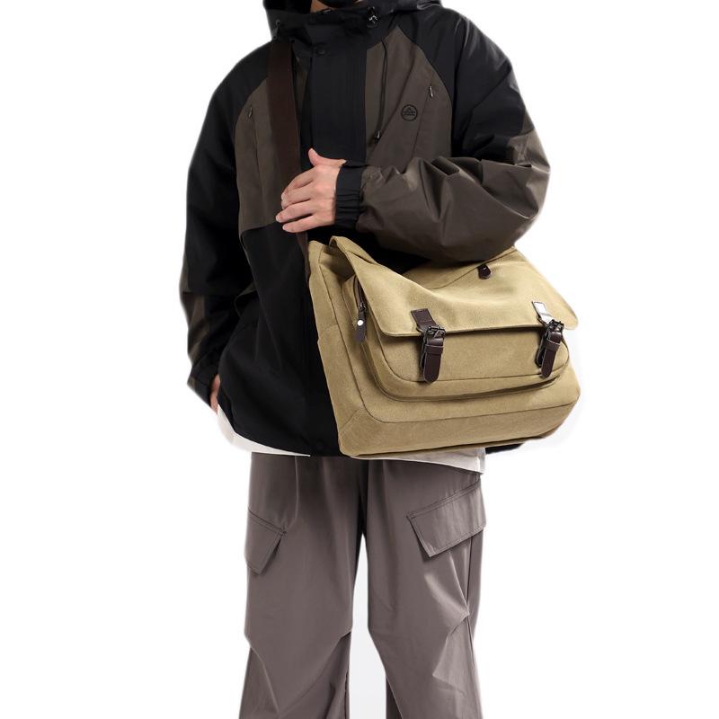 Men's Versatile Canvas Crossbody Bag - Fashionable, Practical, Large Capacity for Business and Street Trends