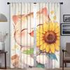 Die Katze und die Sonnenblume Vorhänge für Wohnzimmer Vorhang für Zimmer 2 Panel Halloween Dekoration Schattierungen Home Interior Vorhänge
