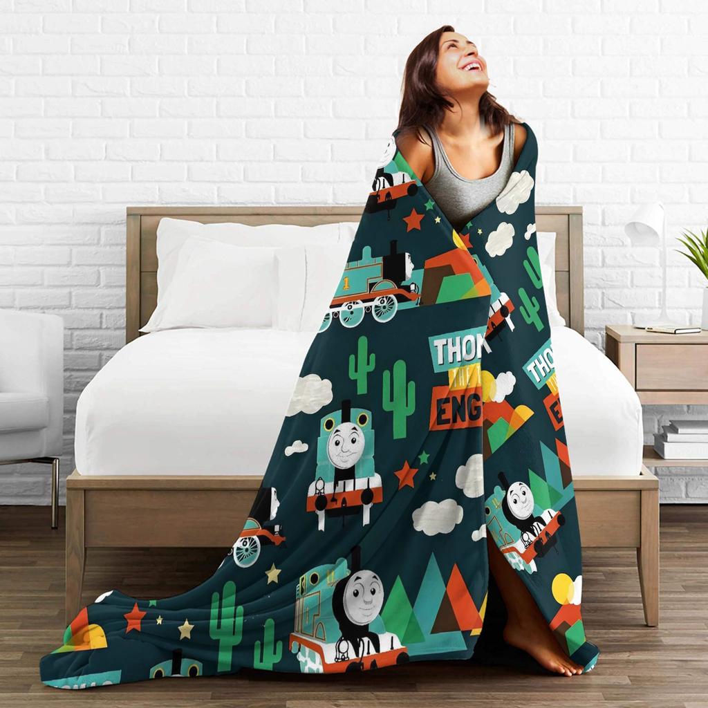 T-Thomas The Train Friends Percy Blanket Warm Soft Pattern Plush Throw Blanket For Bedroom Trave Flannel Bedspread Bed Cover