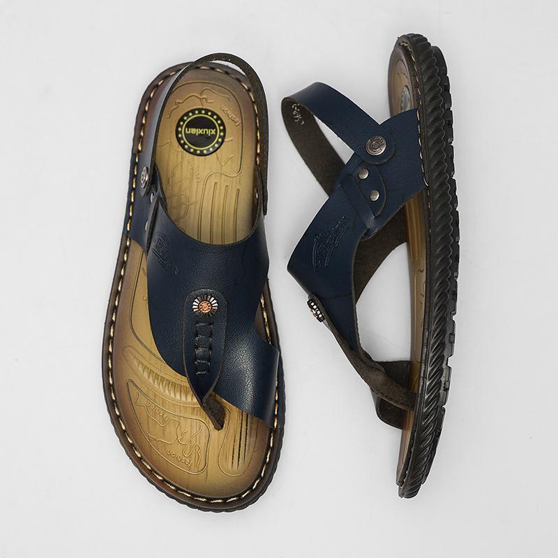 Fashion Italian Breathable Soft Bottom Flip Flops 2025 New Men Summer Outdoor Antiskid Beach Sandals Casual Leather Plus Big Size 47