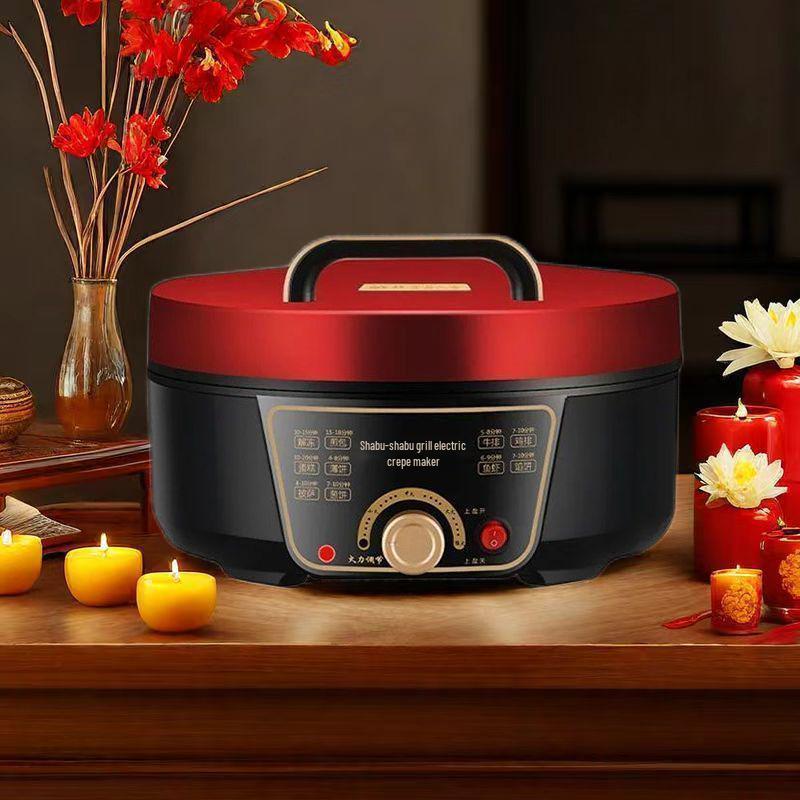 Elektrischer doppelseitiger Heiz-Crêpe-Maker mit automatischer Abschaltung und tiefer, großer Backpfanne