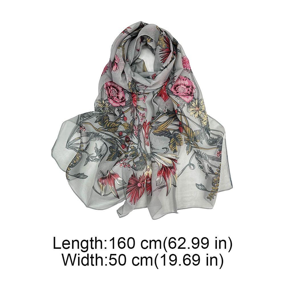 Sun-Resistant Silk Scarf Breathable Long Wraps Portable Bandana  for Women