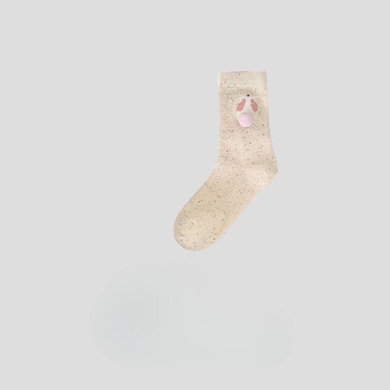 Little Rabbit Socks for Women's Spring and Autumn, Cotton-soled Mid-calf Socks, Cute Pile Socks, Sweet Three-dimensional Bow, Trendy