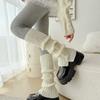 Winter Knit Leg Warmers JK Style Solid Color Button Detail High Tube Slim Warm Socks Youth