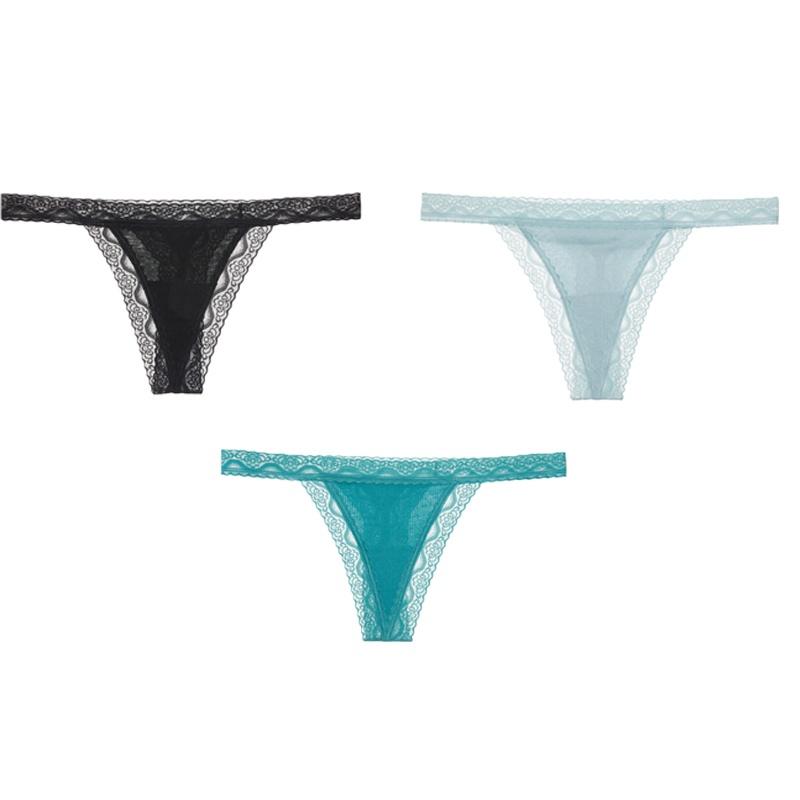 FINETOO Sexy Thongs Low-Rise Lace G-string Panties Women Cotton T-Back Underwear S-XL Female Bikin Underpants Lingerie