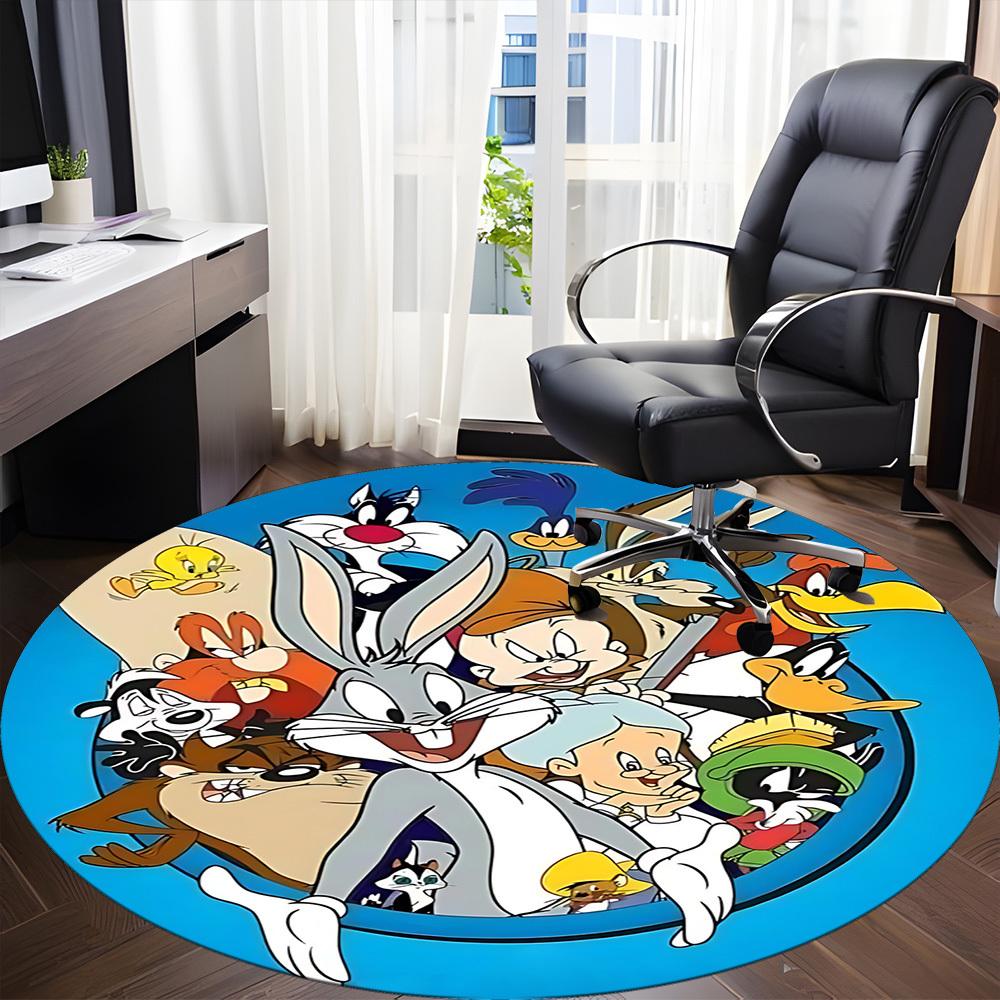 1pc Looney Tunes Office Round Area Rug, Under Office Chairs Bedroom Living Room Home Decor, Room Decoa1016162