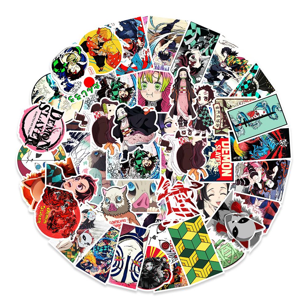 50 Photos/100 Photos Anime Demon Graffiti Stickers Car Travel Box Flat Kettle Decoration Stickers Waterproof
