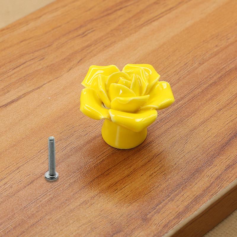 1PC Single Hole Handle Cartoon Cabinet Handles Modern Cupboard Pulls Minimalist Flower Rose Drawer Knobs Fashion