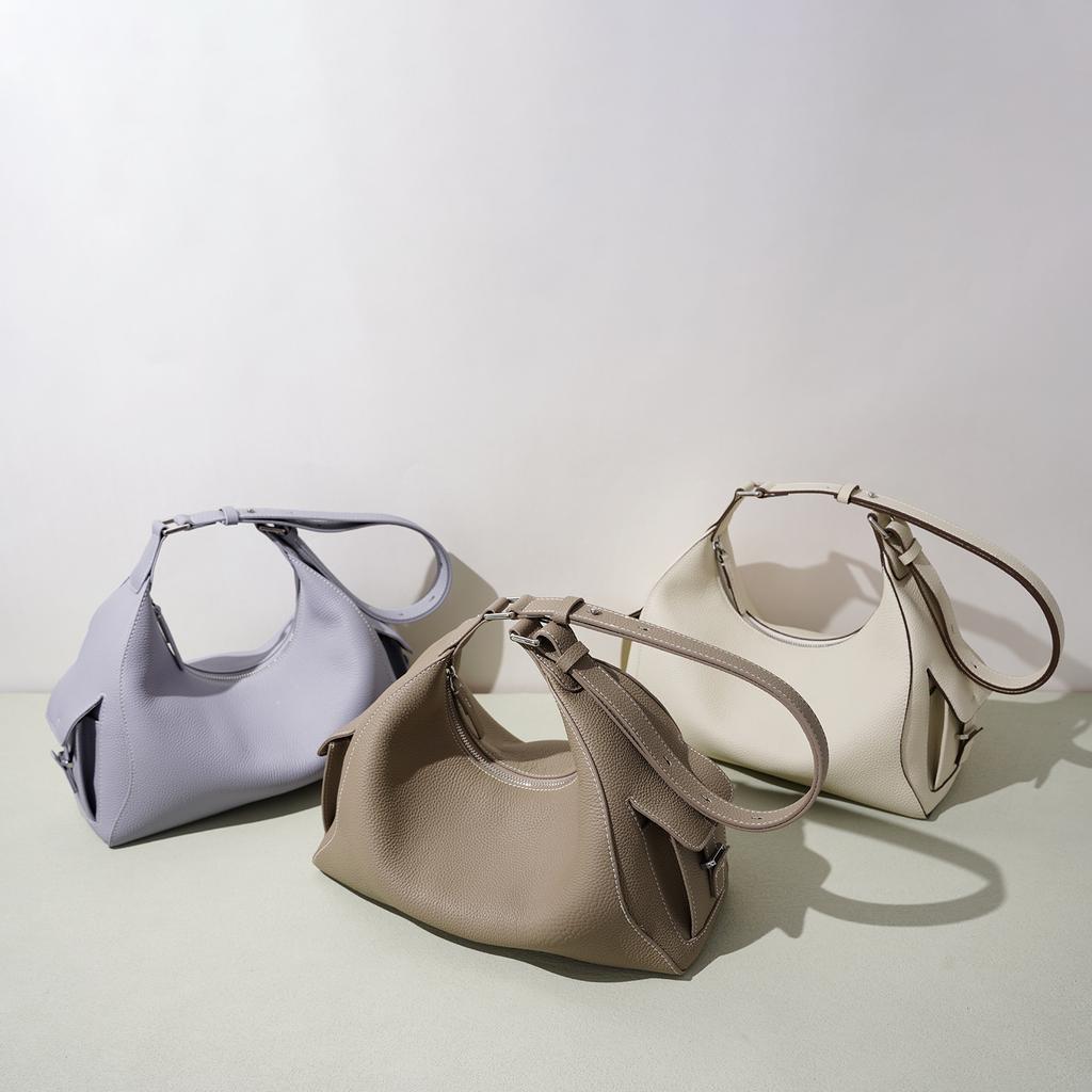 New model dumpling bag design, fashionable and high-end shoulder bag, handbag, crossbody genuine leather women's bag