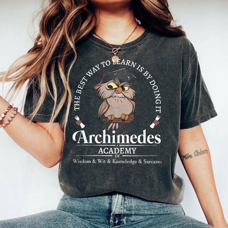 Vintage   Sword in The Stone Career Shirt Archimedes Higher Education Academy Tshirt Career  land Trip Comfortable S