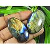 45-46MM Natural Purple Labradorite Oval Cabochon Loose Gemstone 2Pcs 178Cts. SK-4223