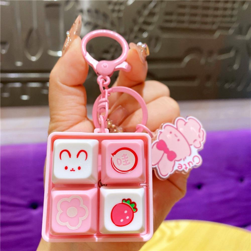 Luminous Wooden Fish Keyboard Keychain Electronic Fingertip Button Key Ring  Finger Toys