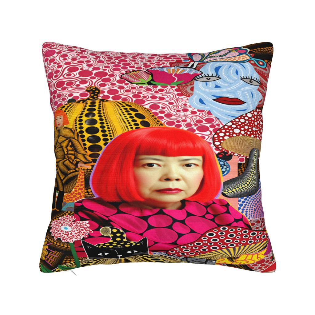 Yayoi Kusama Abstract Face Pillow Case Japanese Artist Custom Pillow Cover For Chair Sofa Home Decor Kawaii Cushion Cover
