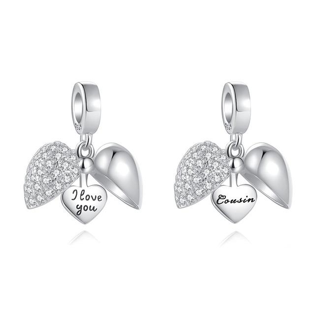 Summer New Open Heart I Love You Nan Dad Diy Bead Fit Original Charms Silver 925 Bracelet Jewelry Women Acessories