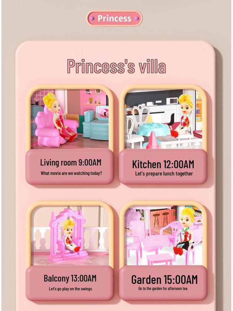 DIY Princess Dollhouse Castle Villa for Girls