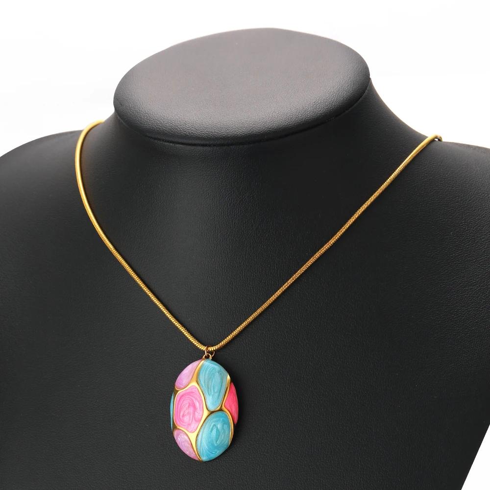 5pcs Stainless Steel Enamel Dinosaur Egg Charms Pendants for DIY Children Necklaces Boho Jewelry Earrrings Making Supplies