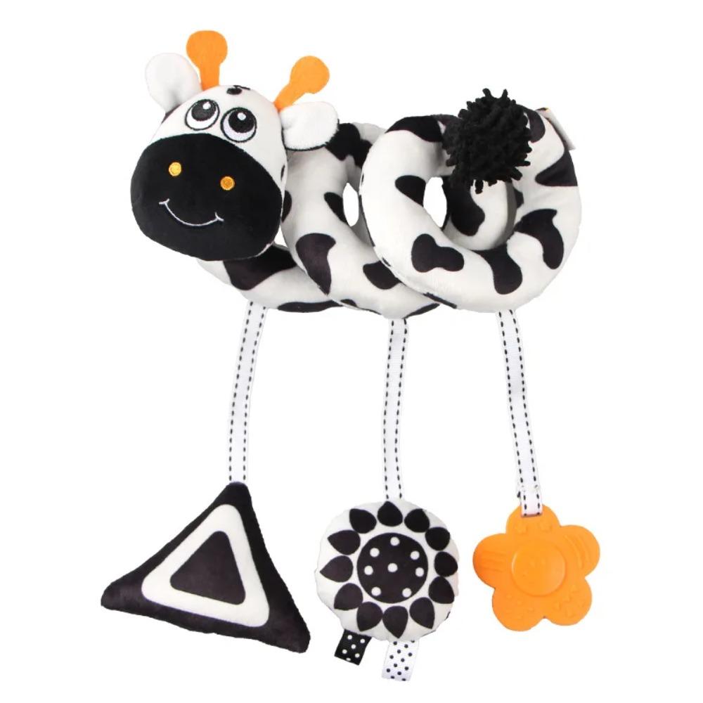 Newborns Spiral Hanging Activity Stroller Toy Baby Carseat Toy Black & White Lion Koala Rattle for Crib Mobile Sensory Toy Gift
