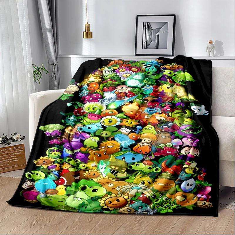 P-Plants vs. Z-Zombies Game Blanket with Peashooter Design Ideal for Sofa and Bed Cover throw blanket