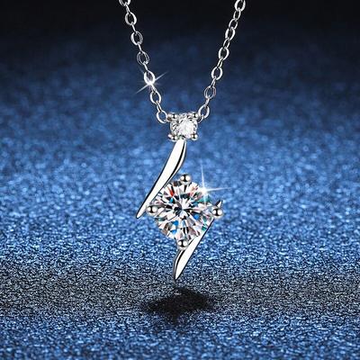 Collana con Ciondolo in Moissanite Diamante Colore D 1ct 6.5mm in Argento Sterling 925 Placcata Oro 18K Collane Regalo per Donne