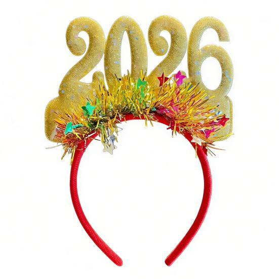 

Обруч для волосся 2026 Блискучий обруч з паєтками Еластичний святковий обруч з плюшевими стрічками Барвистий аксесуар для новорічної вечірки