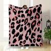 Abstract Leopard Print with Black Spots and Pink Accents On a Pale Background. for All Seasons Blanket Lunch Break Throw Gift