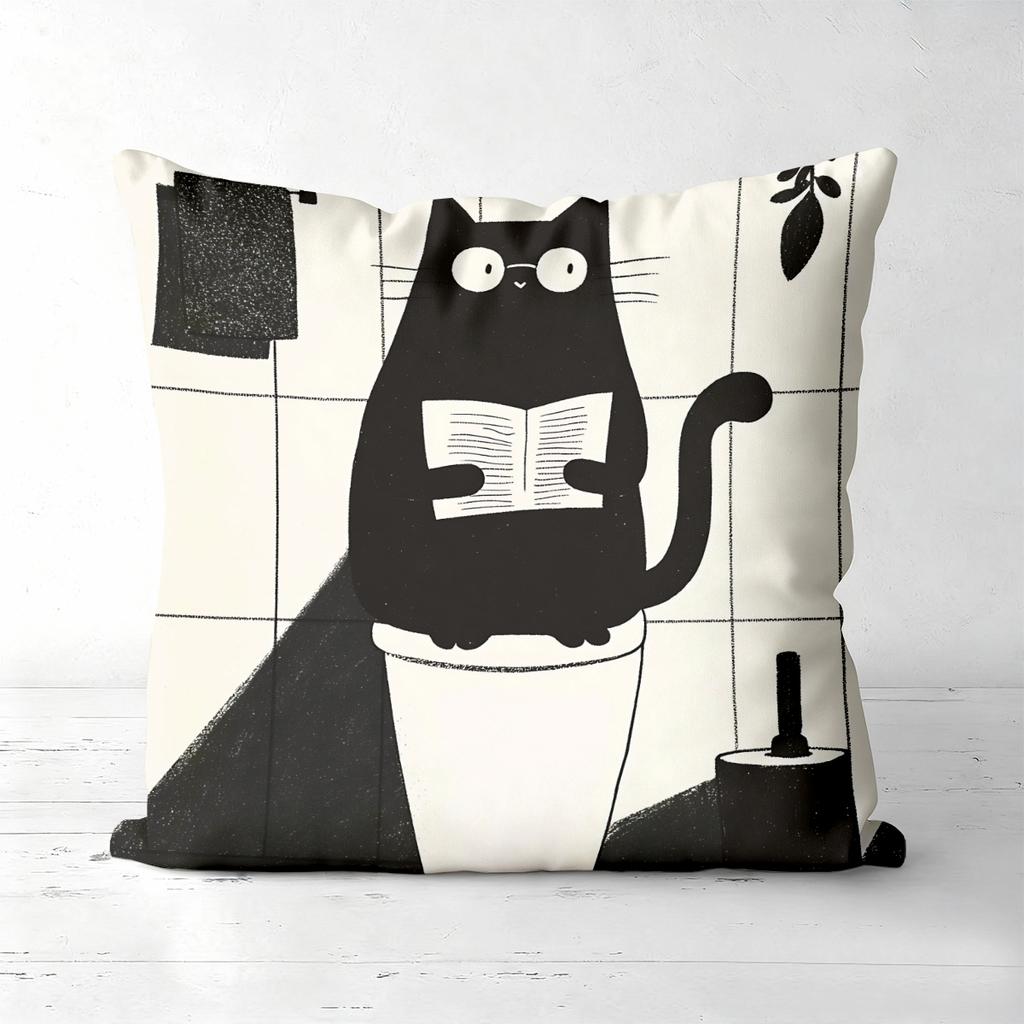 Cute Cat Pattern Throw Pillows for Home Decor Polyester Pillowcase, Sofa Decorative Cushion Cov Headboard Pillow