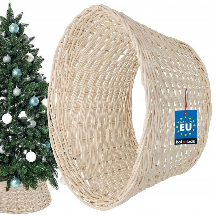 Housse De Sapin De Noël - KOTARBAU® - Ø 45cm - Osier Naturel - Intérieur - Blanc