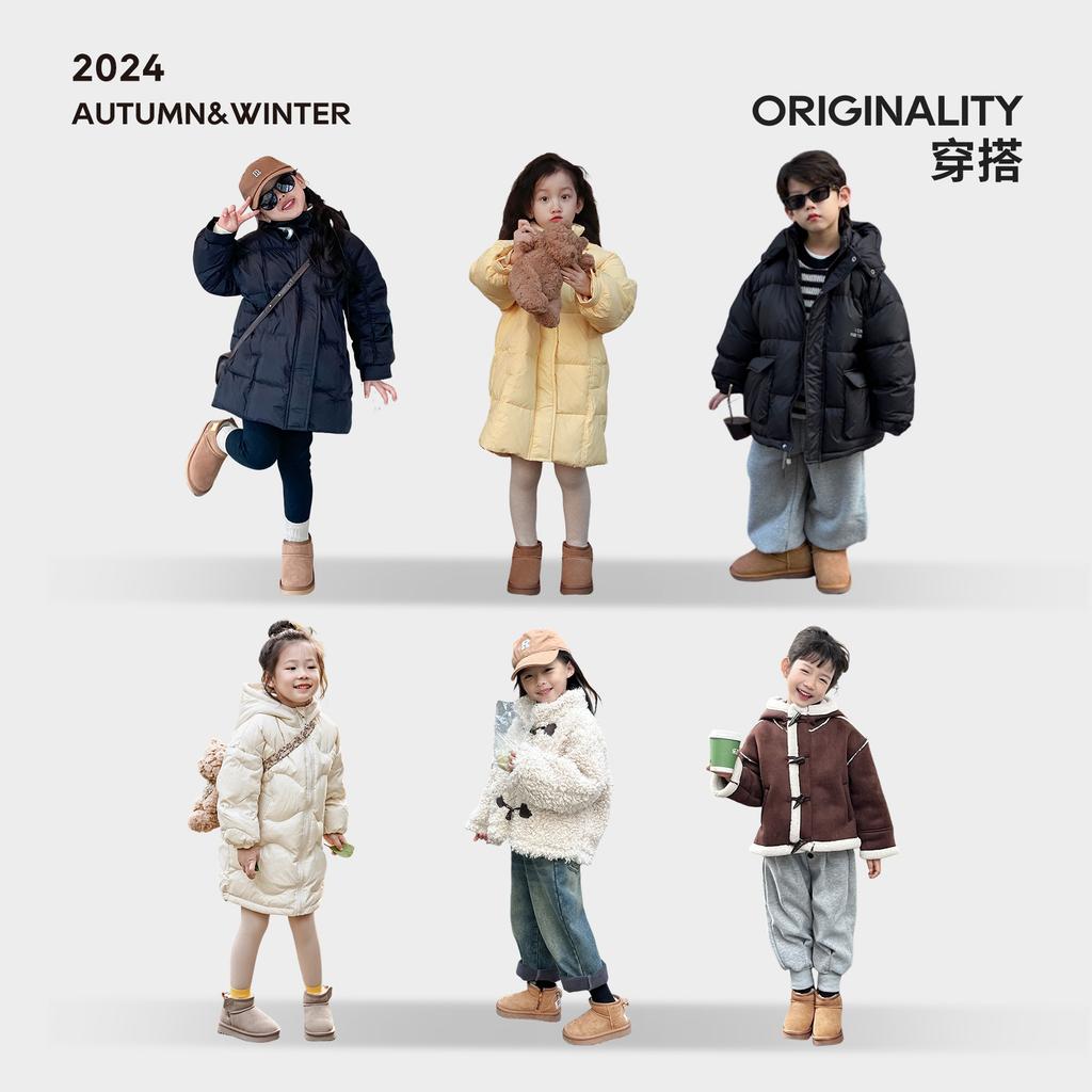 Girls snow boots 2025 new winter children's boots integrated fur baby big cotton shoes winter shoes piled and thickened