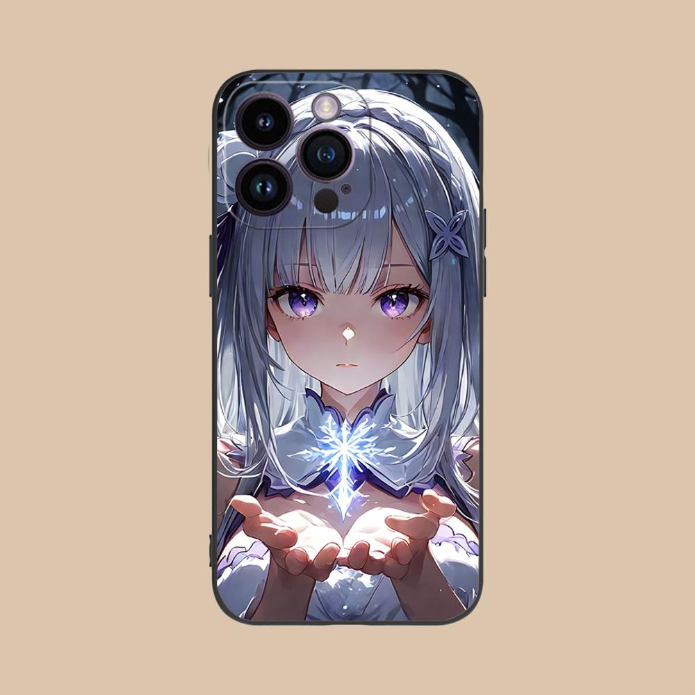 ReZero Emilia Waifu Mobile Phone Case for iPhone 17 16 15 14 13 12 11 X XR XS 8 7 Air Pro Max Plus Mini Colorful Cover Luxury