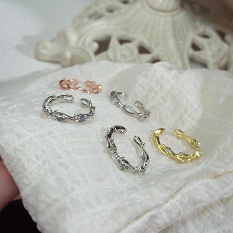 Thorns Series Colored Zir*****Pen Ring Women'S Volleyball Diamond Exquisite Flower Branch Winding Simple Index Finger Ring