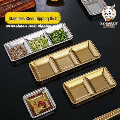 Koreanische 304 Edelstahl-Saucenschale mit zwei oder drei Fächern für Hot Pot & Grill-Gewürz-Dip