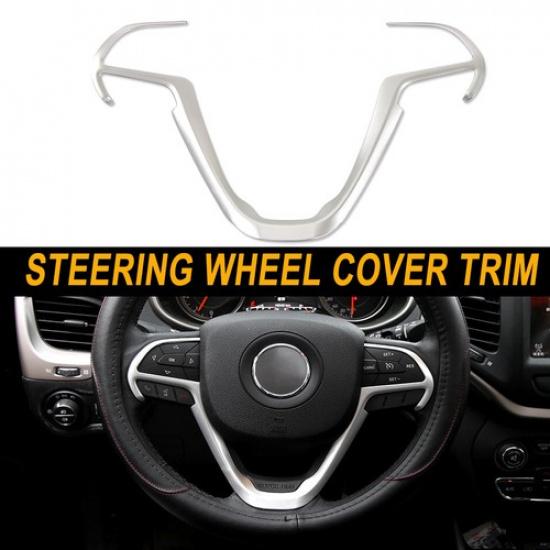 Steering Wheel Cover Trim for Jeep Grand Cherokee 14-20 Cherokee 2014+ Silver