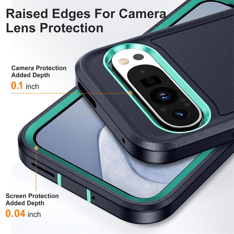 3 in 1 Heavy Duty Hybrid Armor Shockproof Defend Phone Case For Google Pixel 9 Pro XL Hard Plastic Frame Soft TPU Back Cover